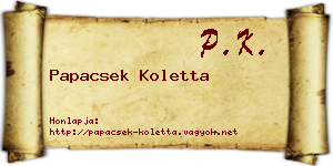 Papacsek Koletta névjegykártya
